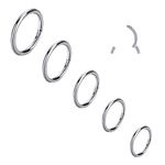 5pcs Hypoallergenic Nose Rings 20G 18G 16G 316L Surgical Steel Earrings Tragus Septum Piercing Nose Hoop Lip Rings Helix Cartilage Rook Earrings for Women Men 6/7/8/9/10mm (5PCS 20G Silver)