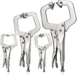 4 Pcs Locking C Clamp Set, Locking Pliers with Fixed and Swivel Pads, 6 Inch, 9 Inch, 11 Inch, Metal Tools Welding Clamps for Home Farm