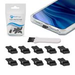 PortPlugs Dust Plugs (10-Pack) Easy-Grip Tab, Compatible w/iPhone, iPad, AirPods Lightning Charge Port, Case-Friendly Protector - Includes Cleaning Tool (Black)