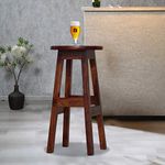 Royal Finish Simpla Round Solid Wood Bar Stool in Natural Honey Oak Finish with Matte Finish,Smooth Edges,Support for Legs,Floor Protector with Wide Sitting Area Solid Wood Bar Stool