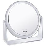 1X/10X Magnifying Makeup Mirror Double Sided Vanity Mirror 360° Rotation Tabletop Mirrors Bathroom Mirror for Travel,Crystal-Style