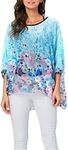 Vanbuy Womens Summer Printed Batwing Sleeve Top Chiffon Poncho Flowy Loose Sheer Blouse Shirt Tunic Z336-43-4345