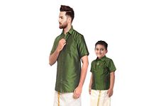 Matching Shirts for Dad and Son (46M x 11-12 Years, Dark Olive Green)