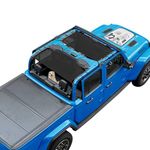 Coverspec JT Top Sun Shade Roof Compatible with Jeep Gladiator JT (2018-Current) 4 Door Jeep Sunshade Top Sunroof Bikini Cover- Blocks UV, Wind, Noise - Black Mesh for Front & Rear (2 pcs)