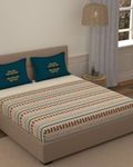 Portico New York Super King Size Super Soft Cotton Bedsheet with 2 Pillow Covers - Multicolor; 9 x 9 Ft