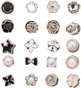 Broche de Boutons, 20 Pcs Boutons de Broche de Chemise, Boutons de Chemise Invisibles, Boutons de Broche de Chemise pour Femmes, Pour Vêtements, Foulards, Jeans, Décoration DIY