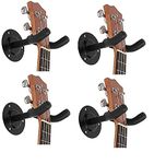 Flare Guitar Wall Mount Hanger Metal Body Guitar Display Bracket Acoustic Guitar Hook Holder with Soft Pad for Electric Acoustic Classic Guitar Bass Banjo Mandolin-Black (Pack of 4)