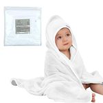 Mother's Choice Baby Hooded Towel | 100% Organic Premium Bamboo Infant Towel | Lightweight Toddler Bath Towel for Boys and Girls | Plain Unisex White Hooded Baby Towel