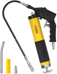 UTOOL Pneumatic Grease Gun, 6000 PSI Air Operated Grease Gun Kit, 14 oz Load, 18 Inch Resin Flex Hose, 1 Extension Bend Pipe, 1 Sharp Type Nozzle, 1 Basic Coupler, 1 Zerk Cleaner