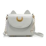 OCT 17 Women Luxury Handbag Shoulder Bag Moon Tote Cross body Lady Kitty Cat Ears Faux Leather Messenger Satchel Tote Purse - Gray