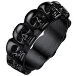 Mens Thumb Ring Size 9 Stainless Steel Cool Skull Band Rings