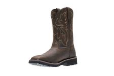 Wolverine Men's Rancher 10" Square Steel Toe Work Boot, Dark Brown/Rust, 13 3E US