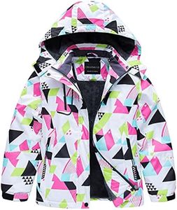 CREATMO US Girls Ski Jacket Winter Coat for Hiking Snowboarding Geometry 4-5