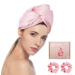 Chloven Satin Hair Towel Wrap - Satin Silk Hair Wrap for Sleeping, Large Hair Wrap Towels with Scrunchies, Anti Frizz Hair Drying Towel Wrap for Women Girls,Ultra-Fine Hair Towel Wrap for Long Hair