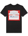 Budweiser Men's T-Shirt Vintage Beer Logo Short Sleeve Black Top Medium