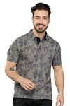 STELLERS Men's Printed Polo T-Shirt, Wrinkle Free, Odour Resistant, Soft and Feather Touch, Regular Fit, Moose Grey, Small