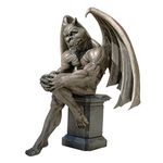 Design Toscano DB383050 Socrates The Gargoyle Thinker Outdoor Garden Statue, 23 Inch, Two Tone Stone