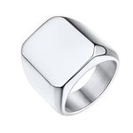 Bestyle High Polished Men's Stainless Steel Ring Simple Signet Ring Band for Men Boy, Cool Pinky Ring for Father Son and Husband,Size 10