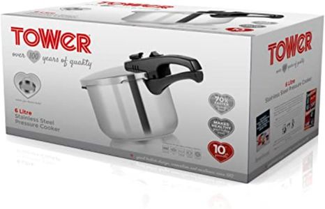 Tower 6L Pressure Cooker – Silver Stainless Steel