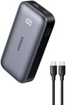 UGREEN 30W Power Bank Mini 10,000mAh Battery Pack 2-Port PD3.0 USB C+A Fast Charging Digital Display Portable Charger for iPhone 16 Pro Max/15/14, Macbook Air, iPad Pro, Galaxy S24 S23, Pixel 9, Black