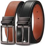 ECROSKO Men's Reversible Belt, Two-In-One Leather Belt with Swivel Buckle for Formal Dress or Casual Jeans, 1.35" Wide Strap