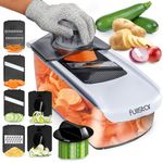 Kitchen Mandoline Vegetable Slicer - Mandoline Food Slicer - Veggie Julienne Cutter & Cheese Grater - Potato Veg Slicer - Kitchen Tools & Gadgets (6-in-1 White)