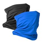 VULKIT 2 Pack Neck Gaiter Face Mask Scarf Reusable Bandanas Tube UV Protection Balaclava Outdoor Sport for Men and Women, Black Blue, Small