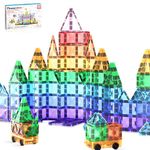 PicassoTiles 120pcs Mini Diamond Magnetic Tiles Expansion Car Truck and Figures Play Set, Kids Building Magnet Bricks STEM & Learning Toys, Magnetic Add-ons, Toddler Preschool 3+ Boys and Girls