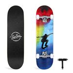 BELEEV Skateboards, 31 x 8 inch Complete Skateboard for Beginners, 7 Layer Canadian Maple Double Kick Deck Concave Cruiser Trick, Light Up Wheel Skateboard for Kids Teens & Adults