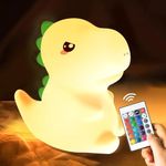 DIWUJI Cute Dinosaur Night Light for Kids, 16 Color Changing Kawaii Kids Night Light With Remote Silicone Beside Lamp for Bedroom Rechargeable & Portable Light For Toddlers Birthday Gift (DINOSAUR-RC)