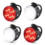 4Pcs Rechargeable LED Bicycle Light Set, Bright Front Headlight and Rear LED Bicycle Light, IPX6 Waterproof 4 Lighting Modes, Ideal for Cycling, Hiking, Camping