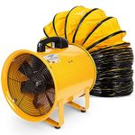 neverest - Portable Exhaust Fan With Hose Utility Blower 12 Inch with 32 Ft Strong PVC 2-ply Vinyl Ducting Hose and 2300 Cfm 3300 Rpm 373 Pa 520 W Portable Air Blower Ventilator Fan