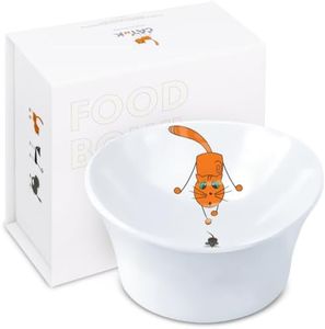 Elevated Cat Bowls for Food – Raised Bowl for Indoor Cats – Whisker & Neck Fatigue Shallow Cat Dishes – Vet-Recommended Height & Modern Pedestal Design – Non-Slip & Dishwasher-Safe – 6 oz Original