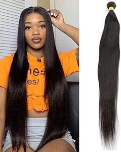 Huarisi 28 Inches Brazilian Straight Hair 1 Bundle Long Brazilian Virgin Hair Straight Weave Natural Color Remy Human Hair Extensions for Women