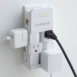 ECHOGEAR On-Wall Surge Protector with 6 Pivoting AC Outlets & 1080 Joules of Surge Protection - Low Profile Design Installs Over Existing Outlets to Protect Your Gear (White)