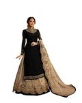 Delisa New Indian/Pakistani Eid Special Party/Ethnic wear Georgette Straight Ghaghra Style Salwar Kameez Suit for Womens 9936, Black, 42