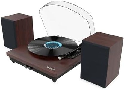 In & Out Bluetooth Record Player with Speakers | Vinyl Player, External speakers, Premium Cartridge, USB Recording, Multiple Playback Options | Power Adaptor & Felt Mat Included | Moto Plus Turntable