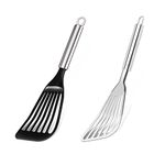 Tenta Kitchen Spatulas Stainless Steel Nylon Flexible Fish Turner Spatula Set of 2, for Fish, Egg, Meat, Dumpling Frying