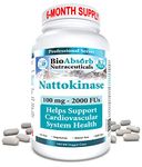 Nattokinase Supplement. Non-GMO Natto Extract Enzyme. 100 mg, 2000 FUs. 180 Veggie Caps (180-day supply)