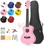 Dripex Pink Concert Ukulele 23 Inch Ukulele with Beginner Kit for Adults or Kids