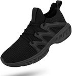 Pujcs Mens Tennis Shoes Casual Lightweight Breathable Non Slip Comfortable Athletic Running Walking Sneakers Black 9.5