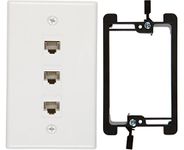 Buyer's Point 3 Port Cat6 Wall Plate, Female-Female White with Single Gang Low Voltage Mounting Bracket Device (3 Port)