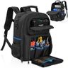 LASUK Heavy Duty Backpack Tool Bag, Water-resistant Tool Backpack Bag with Padded Shoulder, for Electrician, Plumber, HVAC, Cable Repairman, Black