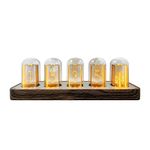 Lonyiabbi Nixie Tube Clock Electronic LED Glow mulation Retro Modern Wooden Alarm Clock USB Powered Home Decoration Gift（No Assembly Required 5RGB）