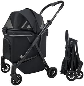 ESEZ Pet Stroller for Small Dogs – No-Zip Deep Seat, Lightweight Compact Dog Stroller for Small Dogs & Cats with Reflective Trim Storage Basket Soft Waterproof Pad,Foldable Universal Coche para Perro