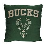 Northwest NBA Decorative Basketball Throw Pillow - Premium Poly-Spandex - 14"x14" - Home Decor with a Stylish Pillow (Milwaukee Bucks - Green)