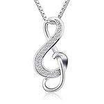 B.Catcher Silver Necklaces Music Note Pendant Necklace S925 Sterling Silver Women Jewellery