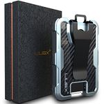 LIUGX Aluminum Badge Holder/Card Holder Wallet with 4Box, with Carbon Fiber & Metal Clip, Durable ID Card Holder (Holds 4 Cards) for EDC Birthday Christmas - 4for Men, Dad, Boyfriend, Him, Grey,