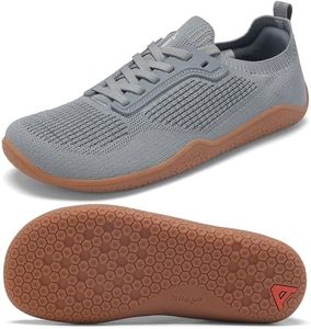 Men's Barefoot Running Shoes Minimalist Trail Sneakers Zero Drop Wide Toe Box Shoes for Men Deadlift Cross Gym Walking Training Shoes Light Grey