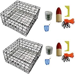 KUFA 2-Pack Vinyl Coated Crab Trap with Crabbing Accessory Kit–(S60+CAM1) X2